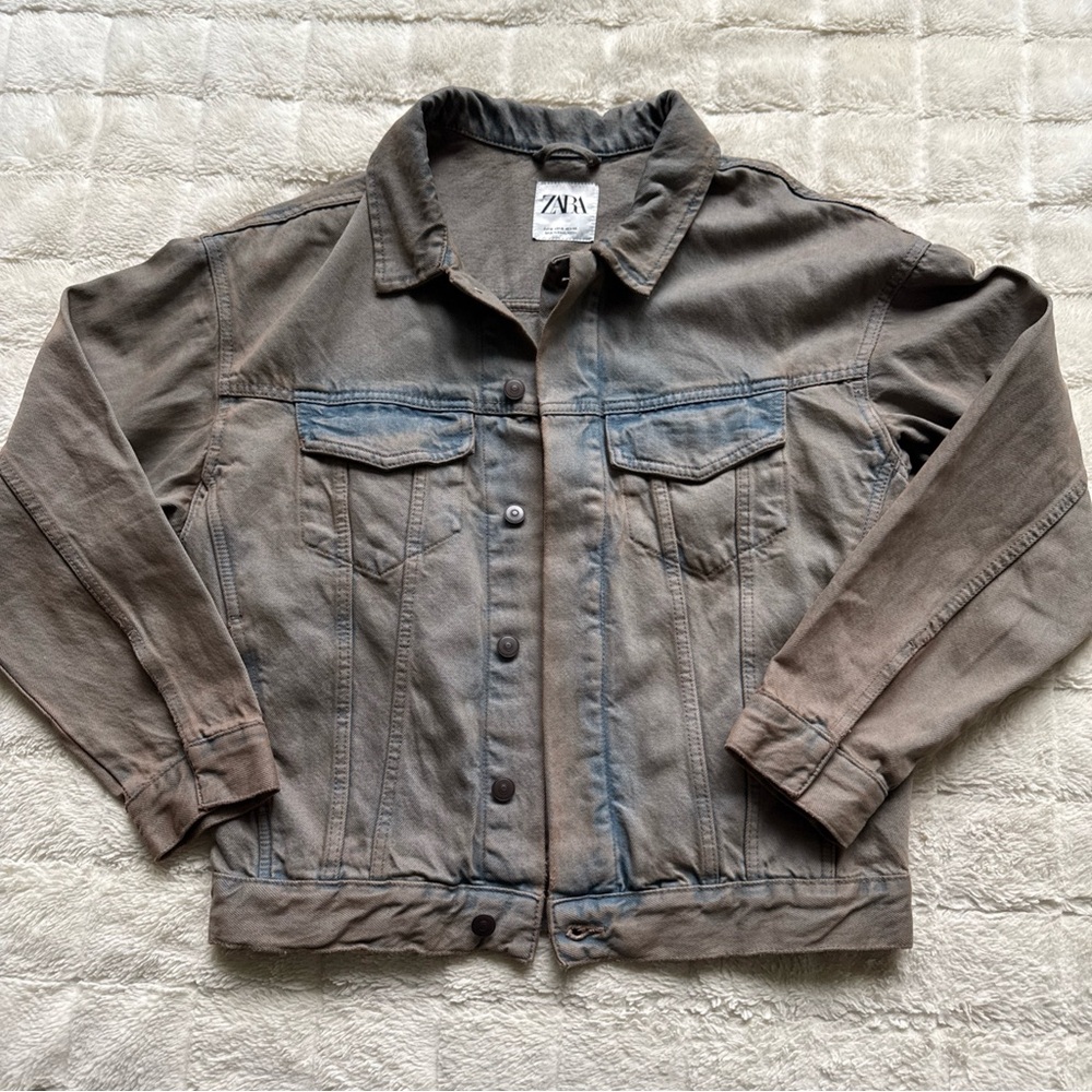 Zara Men’s Rust Effect Denim Jean Jacket